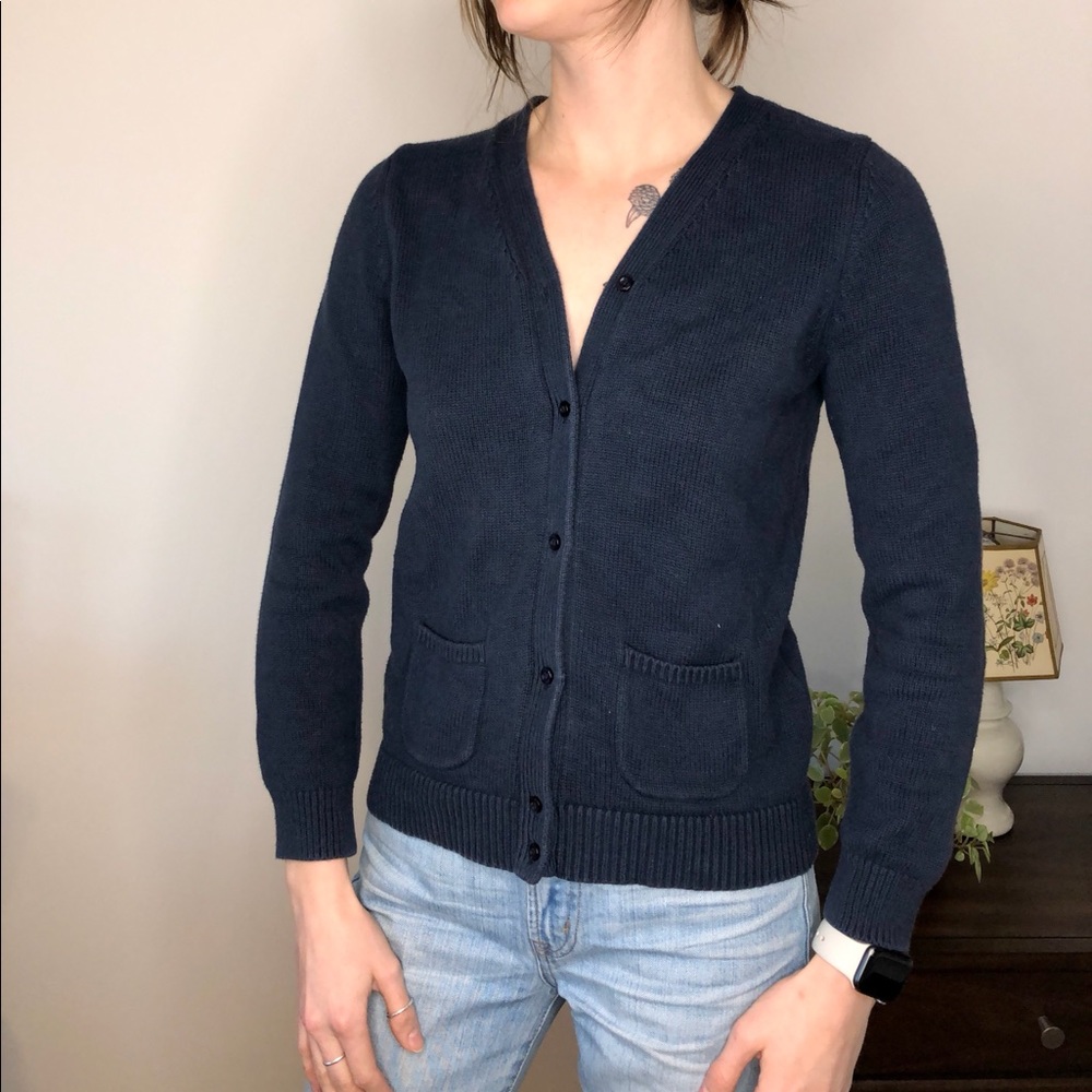 Land’s End Navy Button Front Cardigan